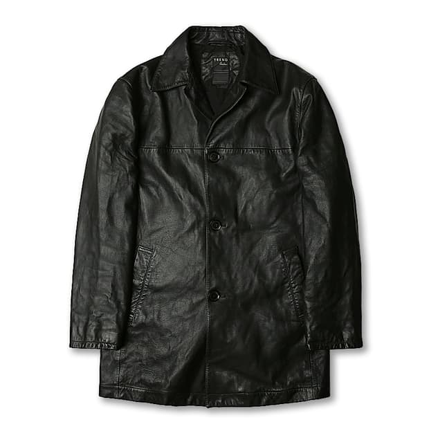 꼬르넬리아니 [Corneliani] 블랙 레더 럭셔리 이태리 하프 코트