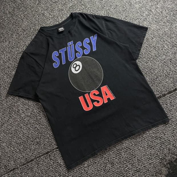 스투시 USA 피그먼트 타이드 에잇볼 빅로고 티셔츠 4015