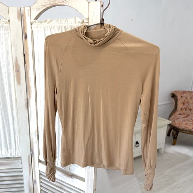 beige turtle neck long sleeve 