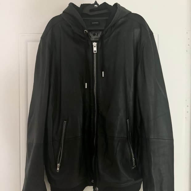 디젤 가죽자켓 후드집업 XXL