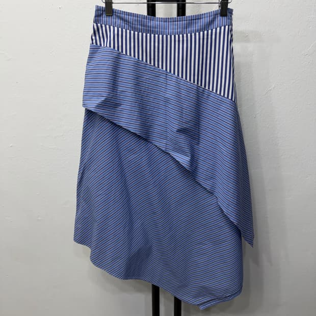 정품) 마쥬 블루 스트라이프 롱 스커트 38