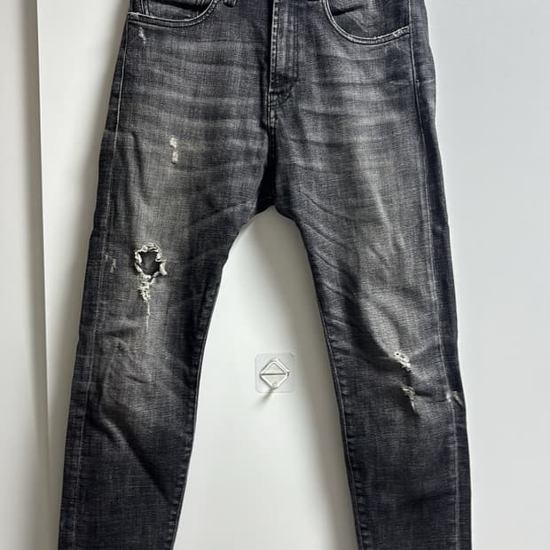 알서틴 r13 블랙 디스 워싱 데님진 흑청 스트레이트핏