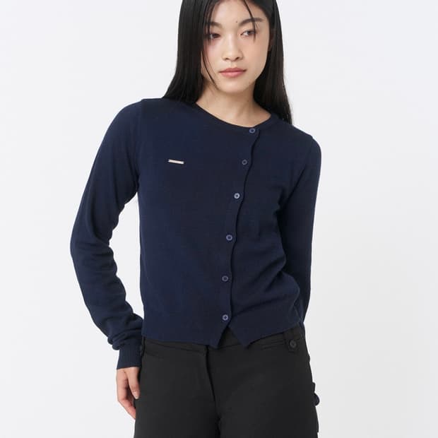 미세키서울 Unbalanced knit cardigan NAVY