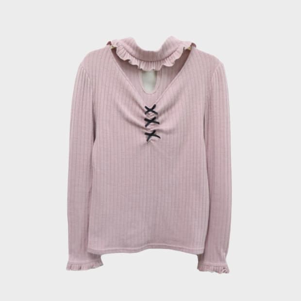 ANK ROUGE 딸기우유 발레코어 니트 블라우스 60547