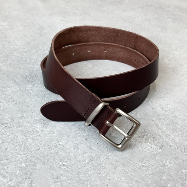 실버 플레이트 볼드 이태리 베지터블 소가죽 베이직 벨트