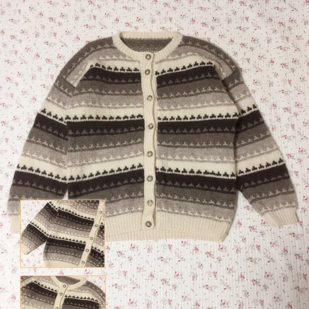 빈티지 모리걸 브라운 스트라이프 가디건