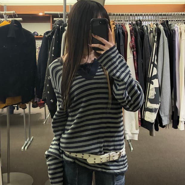 L)Paul Smith vintage v넥 스트라이프 니트