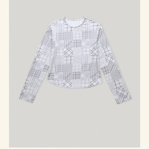 샬롯 체크 패치워크 티 (그레이)