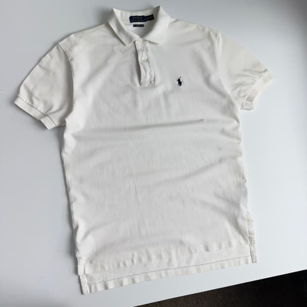 Polo 폴로 랄프로렌 자수 코튼 화이트 카라 반팔티셔츠