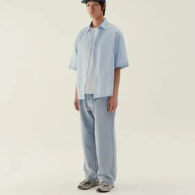 노드아카이브 와이드 테이퍼드 데님 팬츠 (라이트 블루) 1사이즈