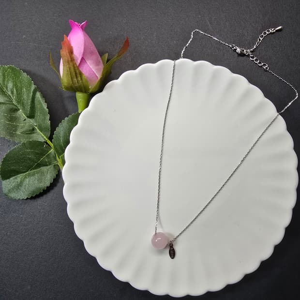 써지컬스틸 원석목걸이_장미석