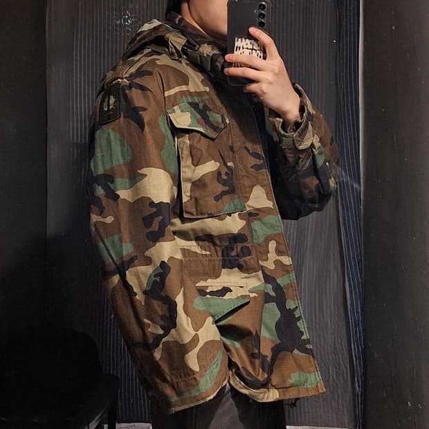 US ARMY 미육군 패치 우드랜드 밀리터리 카모플라쥬 히든후드 야상