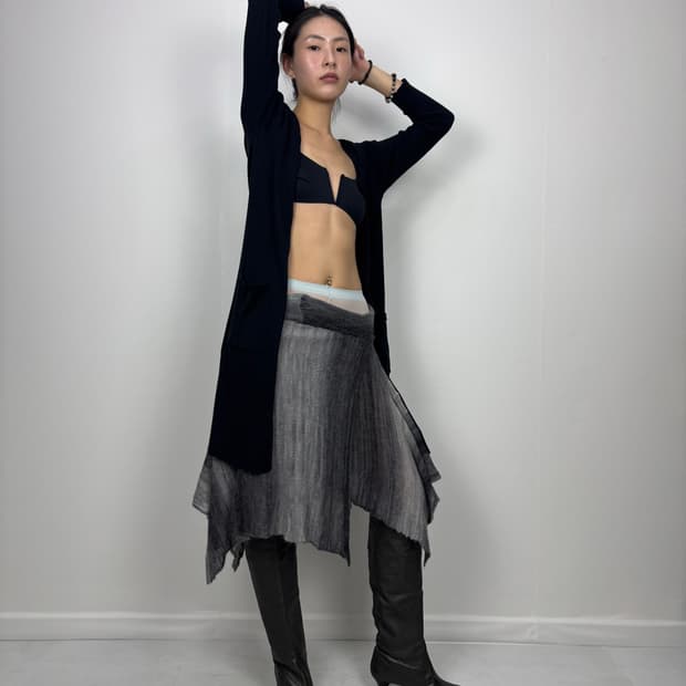 LONG KNIT SLIT CARDIGAN