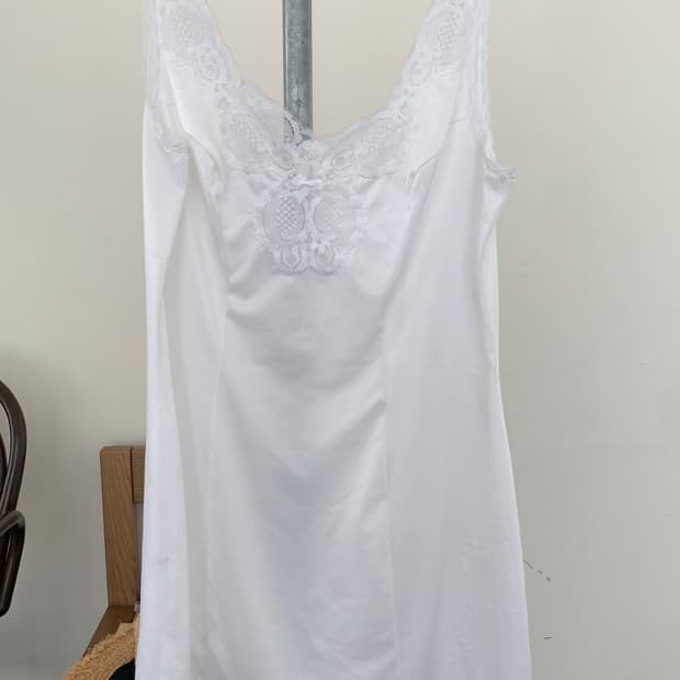 white lace slip dress