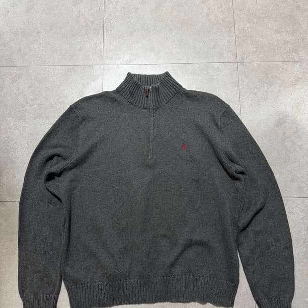 00s  랄프로렌 폴로  차콜컬러   빈티지  코튼 니트  하프집업  1