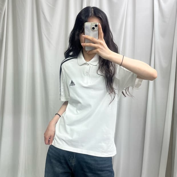 Adidas white collar T-shirts