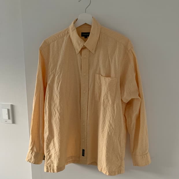 노랑 체크 셔츠