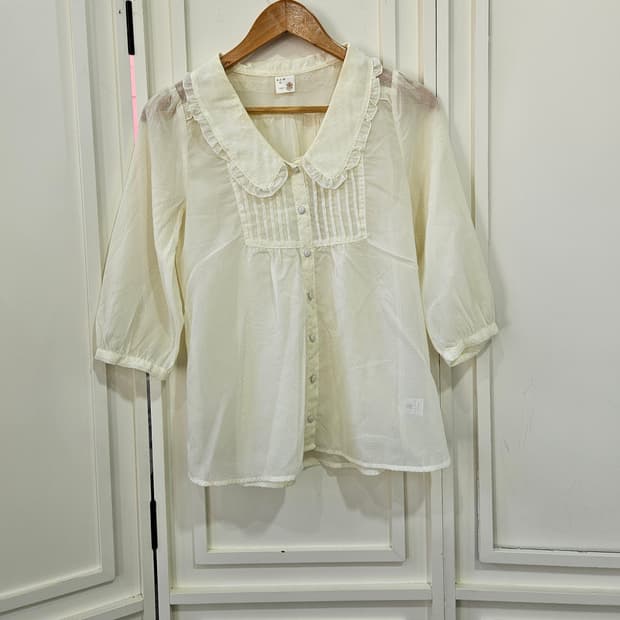 레이스 칼라 블라우스 아이보리 7부