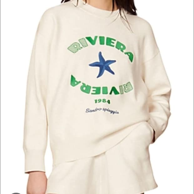 산드로 SANDRO 비에라 자수 루즈핏 니트 2사이즈