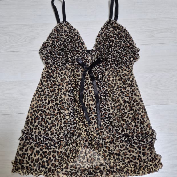 빈티지 오네 갸루 레오파드 호피 나시