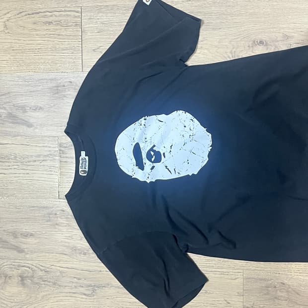 베이프 헤비 워시드 에이프 헤드 릴렉스 티셔츠 블랙 2xl size