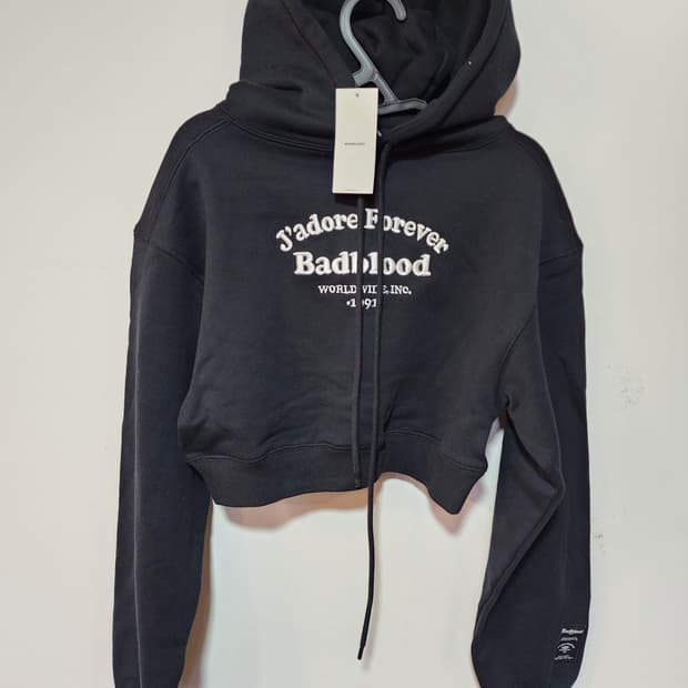 BADBLOOD 배드블러드  블랙 크롭 후드티 S 미사용