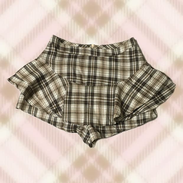 브라운 초코 체크 큐롯 스커트 치마 라떼 갸루 히메 러블리 로걀