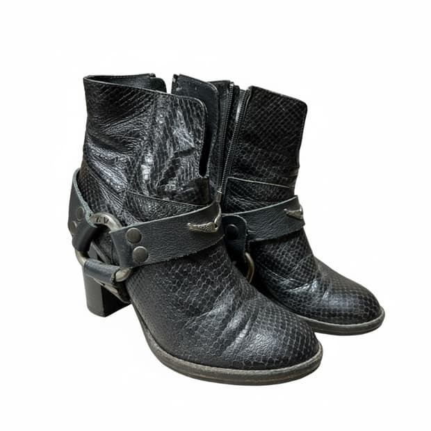 쟈딕앤볼테르 블랙 레더 앵클 부츠 37 