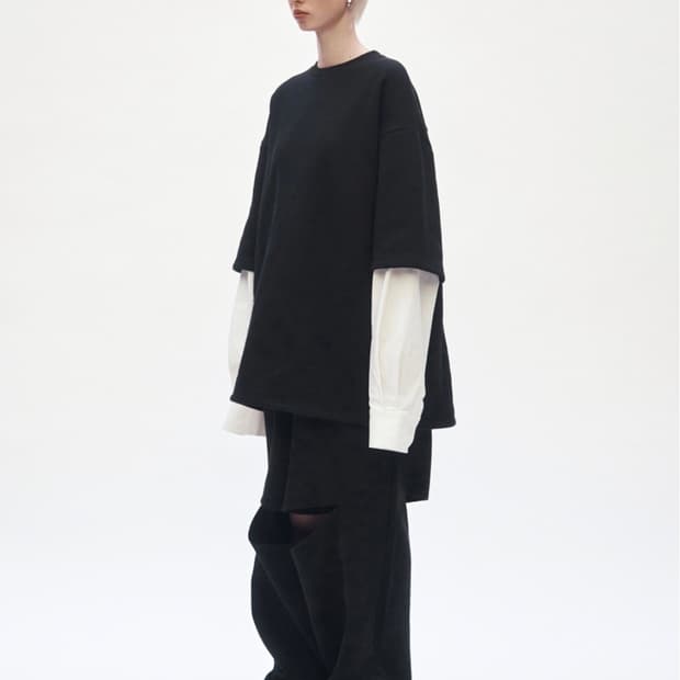 Knee Slit Wide Pants [ Black ]