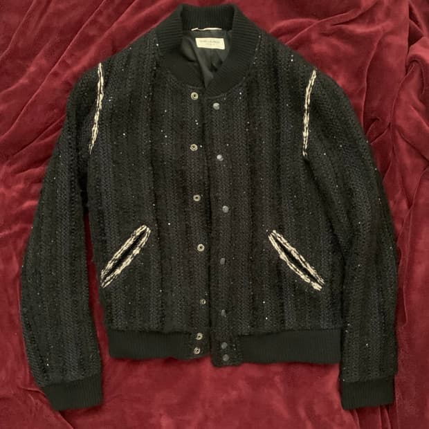 생로랑 트위드 시퀸 테디 자켓 50