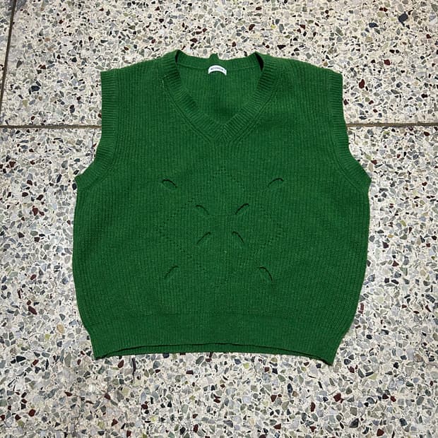 문선(Moonsun) 그린 니트 베스트