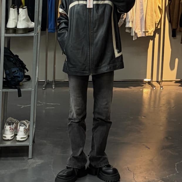 후부 빅로고 바이커 레더자켓 A2857