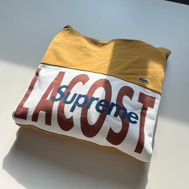 [L]슈프림 라코스테 콜라보 후디 머스타드