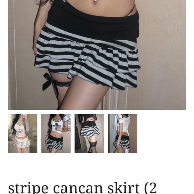 엔젤넘버555 엔넘파 스트라이프 캉캉 스커트 블랙 그레이 갸루