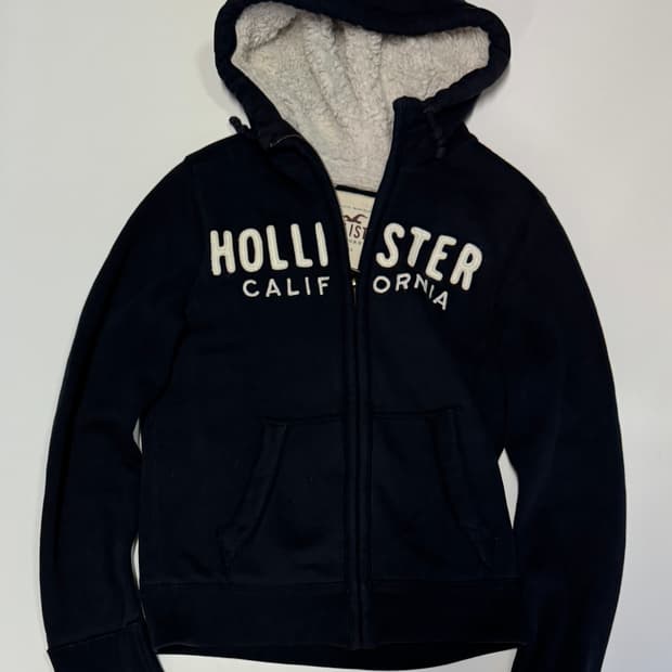 대장!! 여성 홀리스터 스펠로고 양털 후드집업 네이비 s