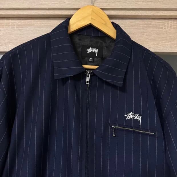 cdg x stussy 콜라보 스트라이프 자켓