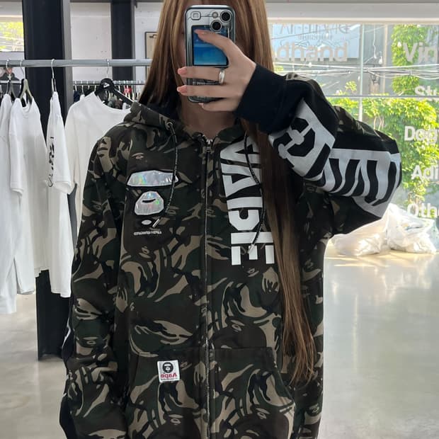 에이프 APUNVS 풀 카모 후드집엄 