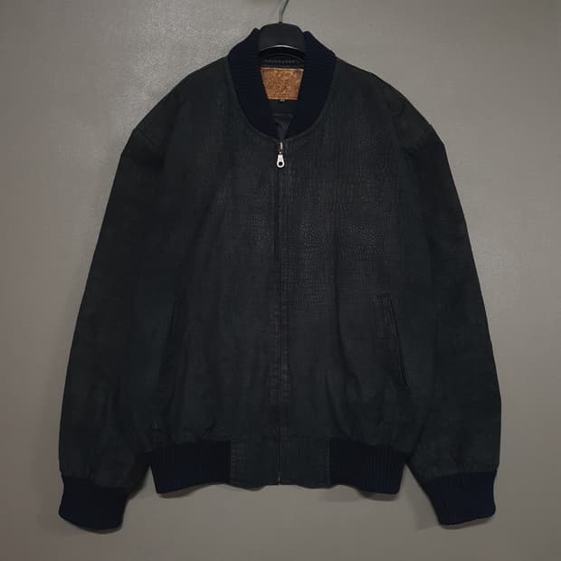 105 (XL) 위노하스터 엘리게이터 돈피 레더 블루종 자켓
