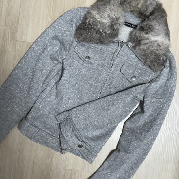 빈티지 그레이 펄 집업 래빗퍼 탈착 가능