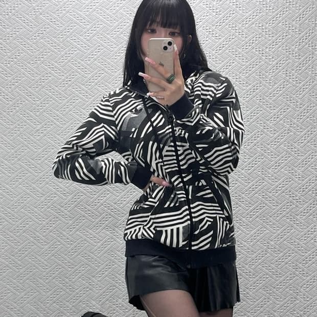 아디다스 스트릿 펑크 키치 패턴 져지 후드집업 90 C12533