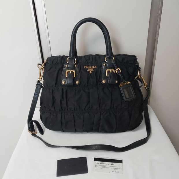 [정품] 프라다 BN1336 포코노 고프레 블랙 토트백 3-WAY