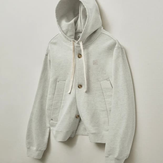 새터 테오 코튼 올 데이 후드 집업 멜란지 아이보리