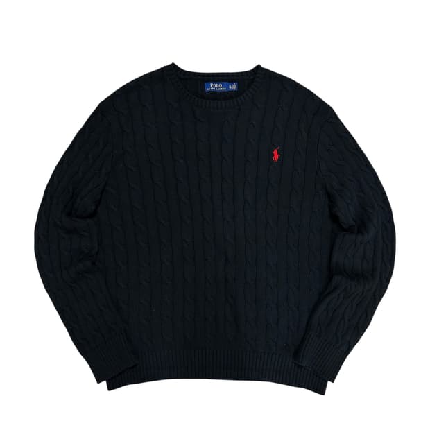 폴로 블랙 코튼 케이블니트(XL)