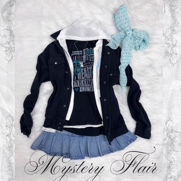 청록 민트 땡땡이 코디세트 6pcs 00s 키치 갸루