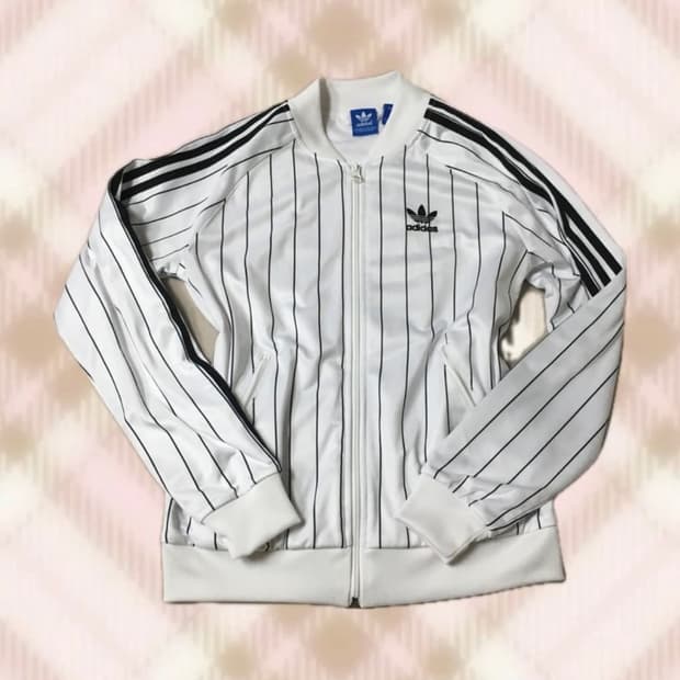 아디다스 삼선 스트라이프 화이트 져지 트렉탑 스포티 갸루 러힙 빈티지