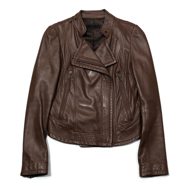 SYSTEM 모카무스 더블 라이더 쉽스킨 가죽 재킷 women S