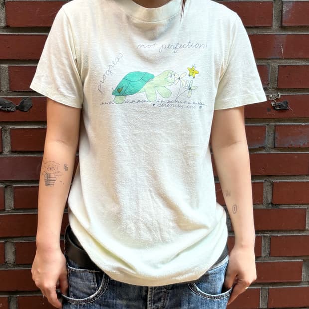 빈티지 90’s 싱글스티치 터틀 그래픽 반팔티