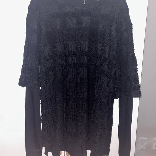 D.Hygen crash jacquard 니트 레이어드 티셔츠