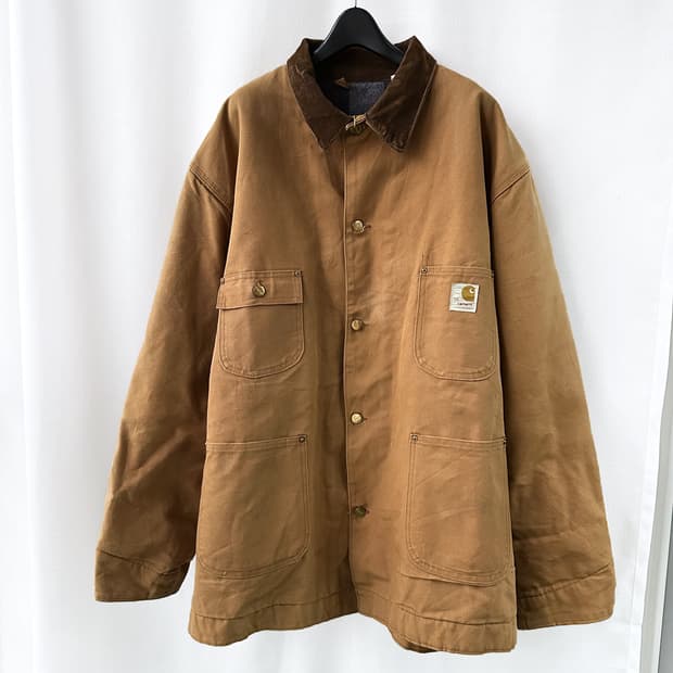 80-90s 올드 칼하트 초어 자켓 탄 브라운 54L 오버사이즈