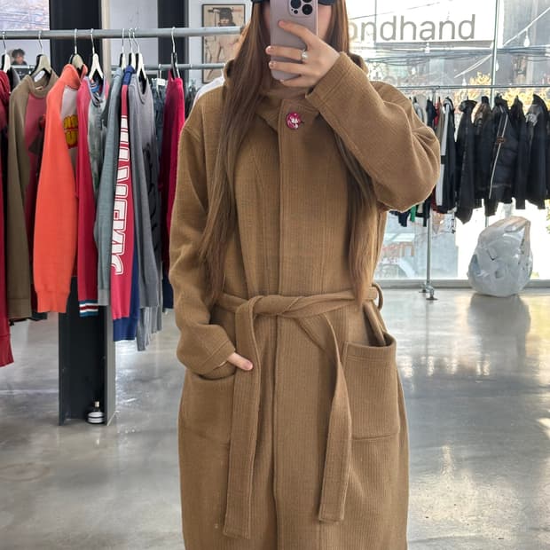 히스테릭글래머 히스걸 울 후디드 로브코트